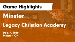 Minster  vs Legacy Christian Academy Game Highlights - Dec. 7, 2019