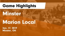 Minster  vs Marion Local  Game Highlights - Jan. 17, 2019