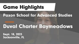 Paxon School for Advanced Studies vs Duval Charter Baymeadows Game Highlights - Sept. 18, 2023