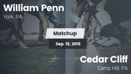 Matchup: William Penn vs. Cedar Cliff  2016