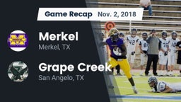 Recap: Merkel  vs. Grape Creek  2018