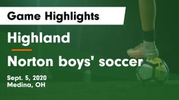 Highland  vs Norton  boys' soccer Game Highlights - Sept. 5, 2020