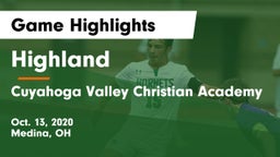 Highland  vs Cuyahoga Valley Christian Academy  Game Highlights - Oct. 13, 2020