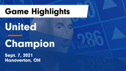 United  vs Champion Game Highlights - Sept. 7, 2021