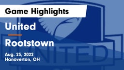United  vs Rootstown Game Highlights - Aug. 23, 2022