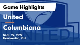United  vs Columbiana Game Highlights - Sept. 22, 2022