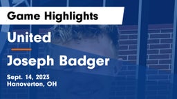 United  vs Joseph Badger  Game Highlights - Sept. 14, 2023