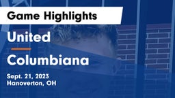 United  vs Columbiana  Game Highlights - Sept. 21, 2023