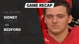Recap: Sidney  vs. Bedford  2016