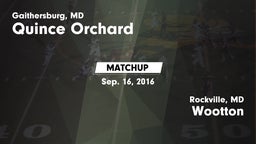 Matchup: Quince Orchard vs. Wootton  2016