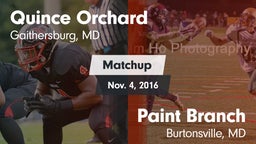 Matchup: Quince Orchard vs. Paint Branch  2016