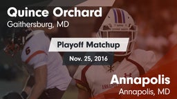 Matchup: Quince Orchard vs. Annapolis  2016