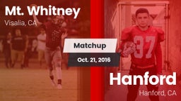 Matchup: Mt. Whitney vs. Hanford  2016