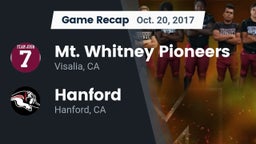Recap: Mt. Whitney  Pioneers vs. Hanford  2017