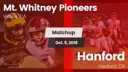Matchup: Mt. Whitney High vs. Hanford  2018