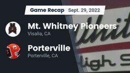 Recap: Mt. Whitney  Pioneers vs. Porterville  2022
