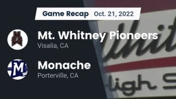 Recap: Mt. Whitney  Pioneers vs. Monache  2022