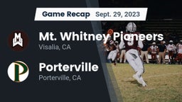 Recap: Mt. Whitney  Pioneers vs. Porterville  2023
