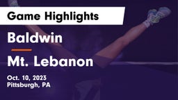 Baldwin  vs Mt. Lebanon  Game Highlights - Oct. 10, 2023