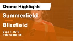 Summerfield  vs Blissfield Game Highlights - Sept. 5, 2019