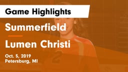 Summerfield  vs Lumen Christi Game Highlights - Oct. 5, 2019