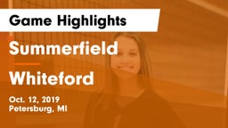 Summerfield  vs Whiteford Game Highlights - Oct. 12, 2019