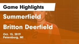 Summerfield  vs Britton Deerfield Game Highlights - Oct. 15, 2019
