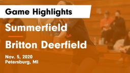 Summerfield  vs Britton Deerfield Game Highlights - Nov. 5, 2020