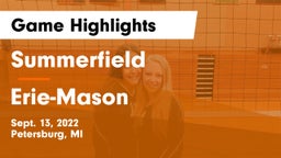 Summerfield  vs Erie-Mason  Game Highlights - Sept. 13, 2022