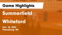 Summerfield  vs Whiteford  Game Highlights - Oct. 18, 2022