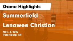 Summerfield  vs Lenawee Christian  Game Highlights - Nov. 4, 2022