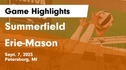 Summerfield  vs Erie-Mason  Game Highlights - Sept. 7, 2023