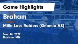 Braham  vs Mille Lacs Raiders (Onamia HS) Game Highlights - Jan. 14, 2022