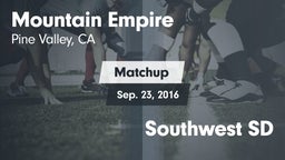 Matchup: Mountain Empire vs. Southwest SD  2016