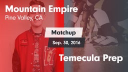 Matchup: Mountain Empire vs. Temecula Prep  2016