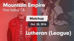 Matchup: Mountain Empire vs. Lutheran  (League) 2016