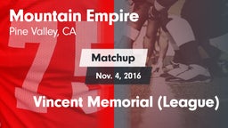 Matchup: Mountain Empire vs. Vincent Memorial  (League) 2016