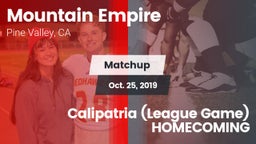 Matchup: Mountain Empire vs. Calipatria (League Game) HOMECOMING 2019