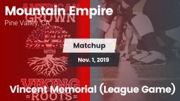 Matchup: Mountain Empire vs. Vincent Memorial (League Game) 2019