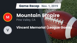 Recap: Mountain Empire  vs. Vincent Memorial (League Game) 2019