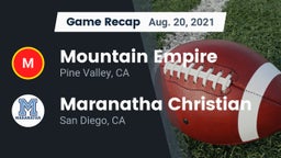 Recap: Mountain Empire  vs. Maranatha Christian  2021
