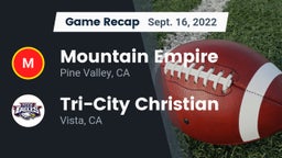 Recap: Mountain Empire  vs. Tri-City Christian  2022