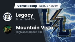 Recap: Legacy   vs. Mountain Vista  2019