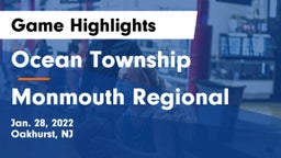 Ocean Township  vs Monmouth Regional  Game Highlights - Jan. 28, 2022