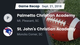 Recap: Palmetto Christian Academy  vs. St. John's Christian Academy  2018