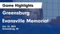Greensburg  vs Evansville Memorial Game Highlights - Oct. 22, 2022