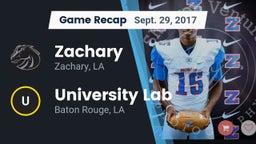 Recap: Zachary  vs. University Lab  2017