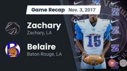 Recap: Zachary  vs. Belaire  2017