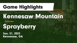 Kennesaw Mountain  vs Sprayberry  Game Highlights - Jan. 21, 2022