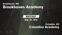 Matchup: Brookhaven Academy vs. Columbia Academy  2016